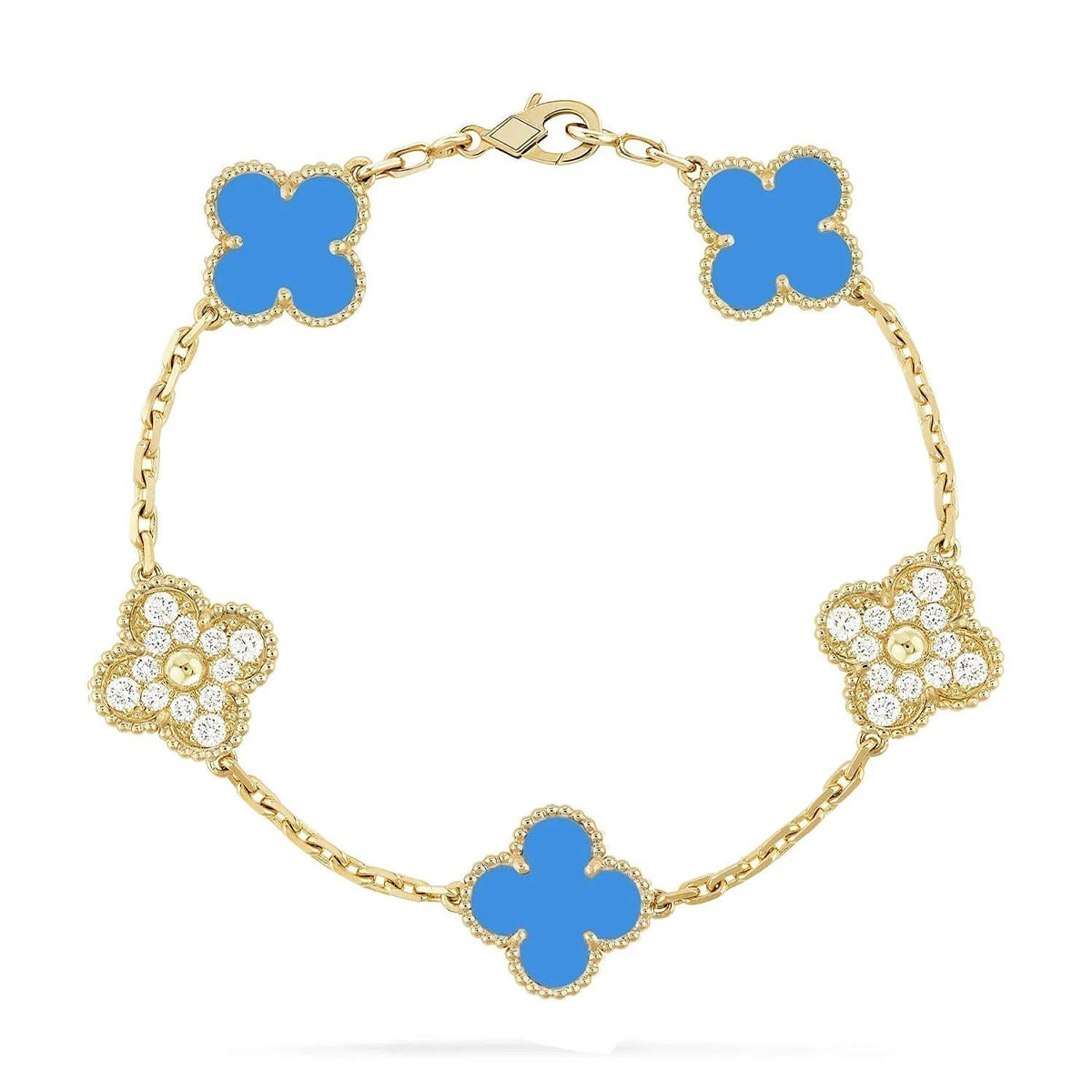 [Eterna Jewels] CLOVER 5 MOTIF BLUE AGATE BRACELET COLLECTION