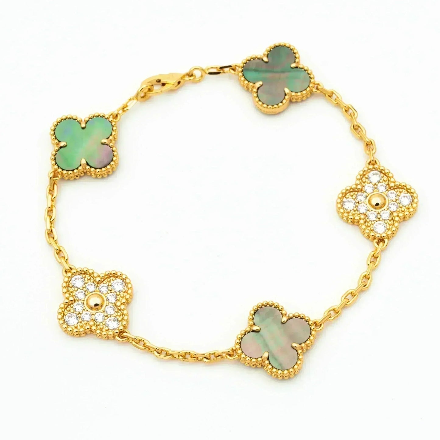 [Eterna Jewels] CLOVER 5 MOTIF GRAY MOP BRACELET COLLECTION