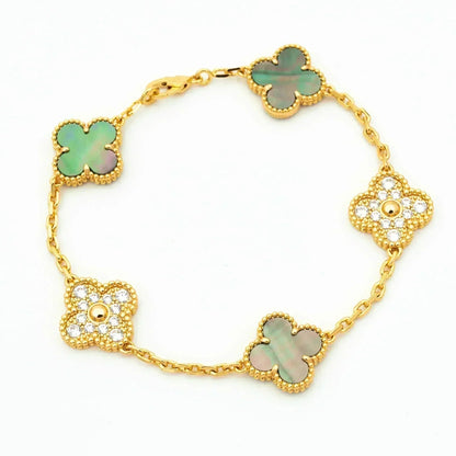 [Eterna Jewels] CLOVER 5 MOTIF GRAY MOP BRACELET COLLECTION