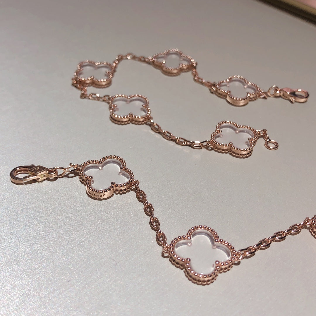 [Eterna Jewels]CLOVER 5 MOTIF ROCK CRYSTAL BRACELET