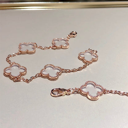 [Eterna Jewels]CLOVER 5 MOTIF ROCK CRYSTAL BRACELET