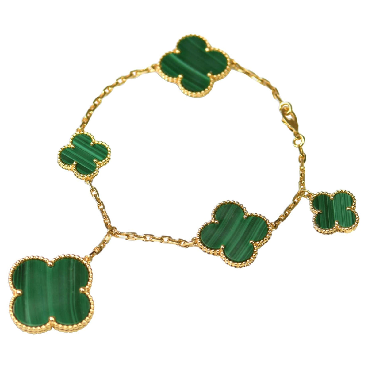 [Eterna Jewels]MAGIC CLOVER MALACHITE GOLD BRACELET 5 MOTIFS