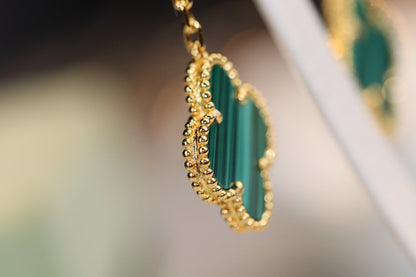 [Eterna Jewels]CLOVER EARRINGS GOLD MALACHITE DIAMOND 3 MOTIF