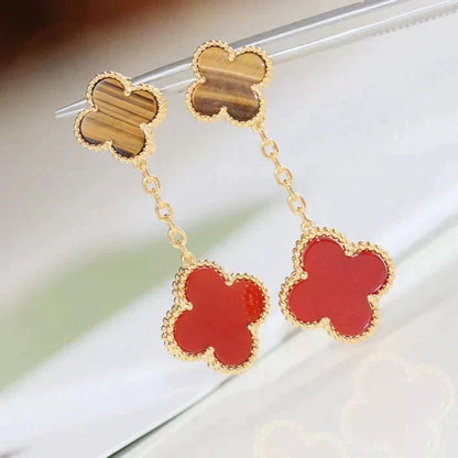 [Eterna Jewels]CLOVER  2 MOTIF  TIGER EYE CARNELIAN EARRINGS