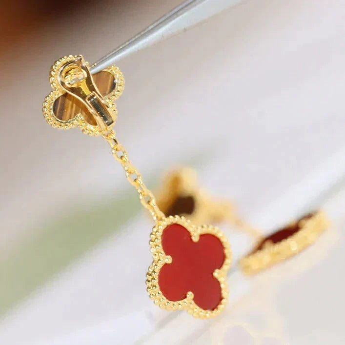[Eterna Jewels]CLOVER  2 MOTIF  TIGER EYE CARNELIAN EARRINGS