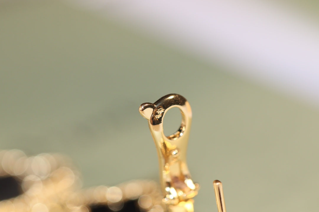 [Eterna Jewels]CLOVER EARRINGS GOLD ONYX MOP 3 MOTIF