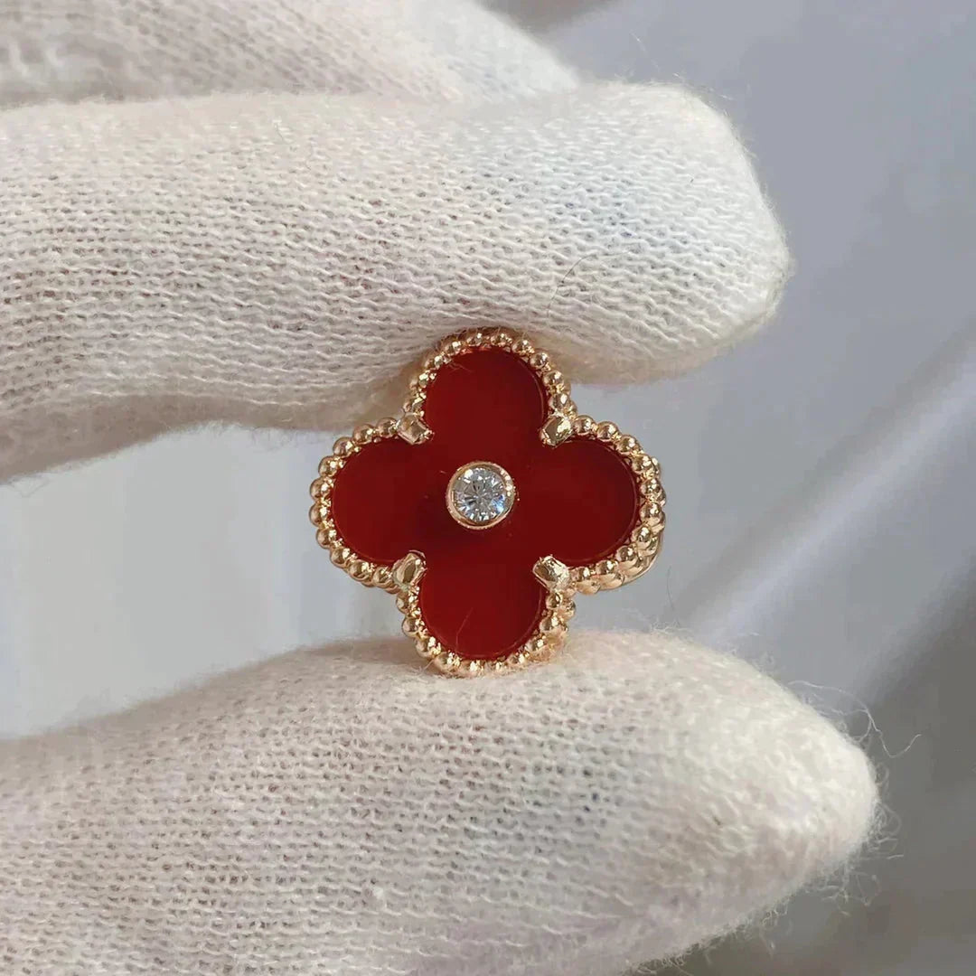 [Eterna Jewels]CLOVER MEDIUM 1 MOTIFS CARNELIAN  DIAMOND earrings