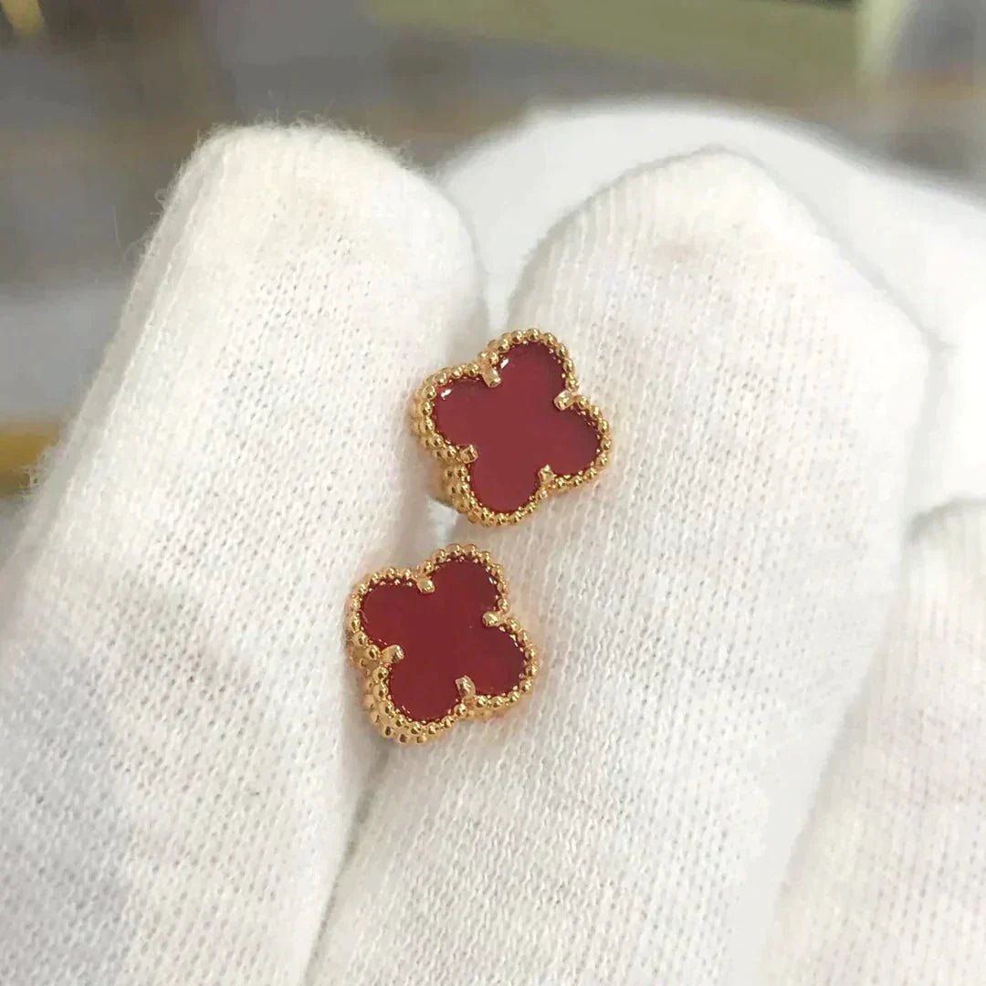 [Eterna Jewels]CLOVER MINI 9.5MM CARNELIAN EARRINGS