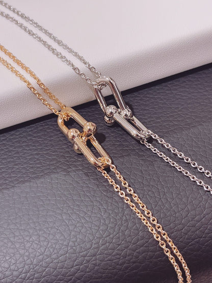 [Eterna Jewels]HARDWEAR DOUBLE LINK PEDANT SILVER NECKLACE