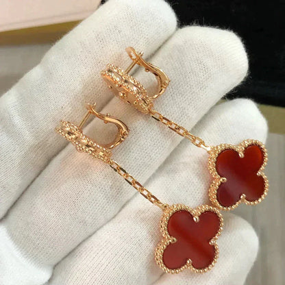 [Eterna Jewels]CLOVER 2 MOTIF  LASER CARNELIAN EARRINGS