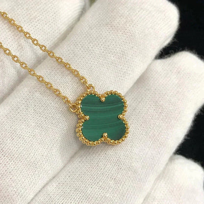 [Eterna Jewels]CLOVER 15MM MALACHITE SINGLE FLOWER  NECKLACE