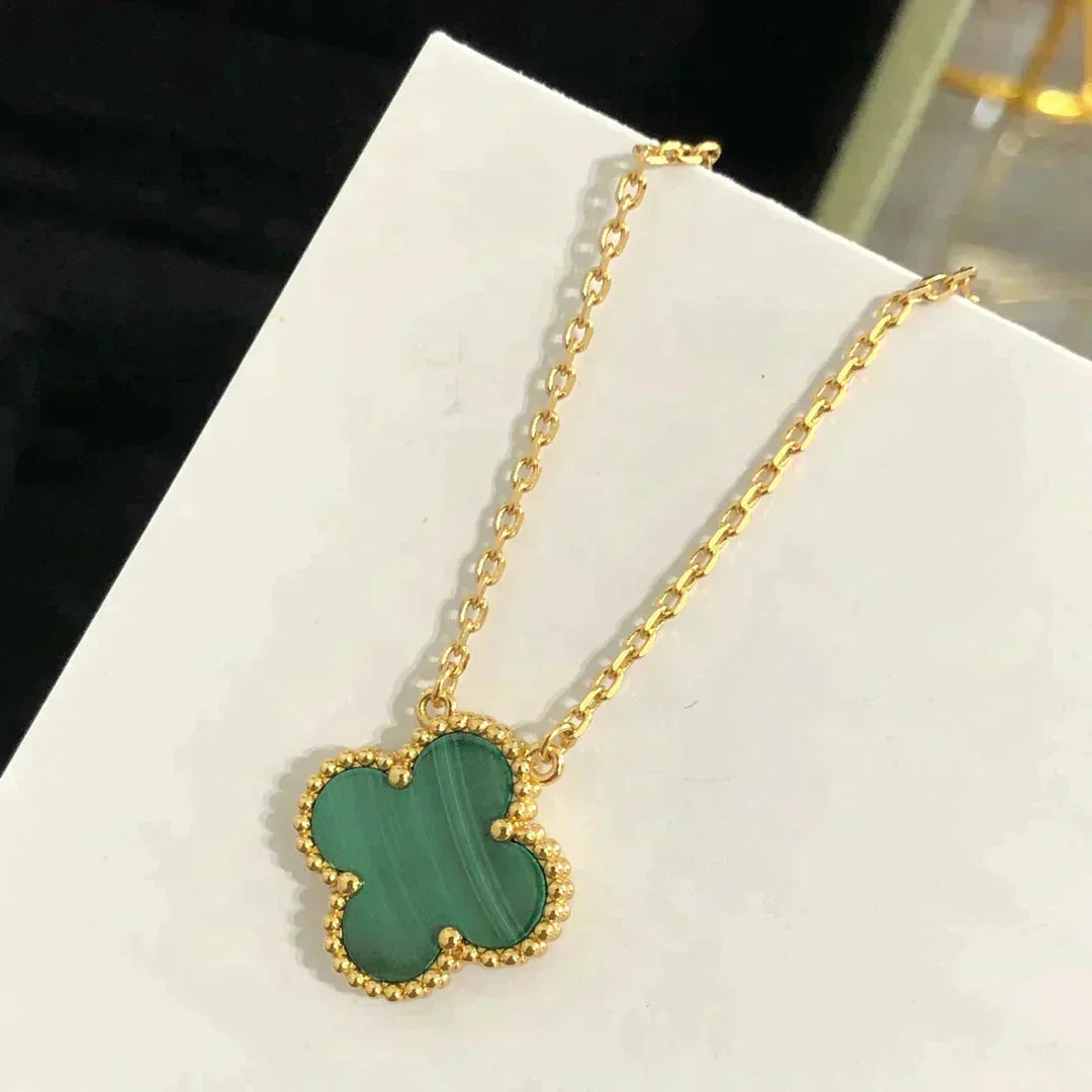 [Eterna Jewels]CLOVER 15MM MALACHITE SINGLE FLOWER  NECKLACE