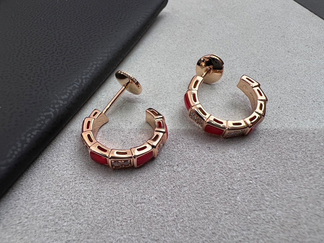 [Eterna Jewels]SERPENTI CARNELIAN PINK GOLD EARRINGS