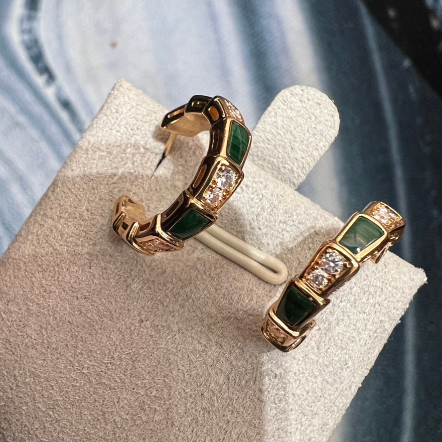 [Eterna Jewels]SERPENTI MALACHITE PINK GOLD EARRINGS