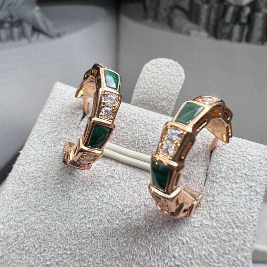 [Eterna Jewels]SERPENTI MALACHITE PINK GOLD EARRINGS