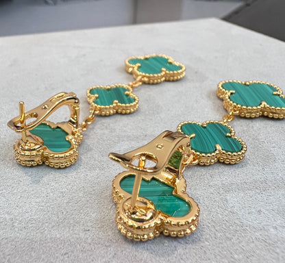 [Eterna Jewels]CLOVER MALACHITE 3 MOTIFS GOLD