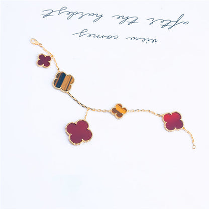 [Eterna Jewels]CLOVER BRACELET 5 MOTIFS CARNELIAN TIGER EYE