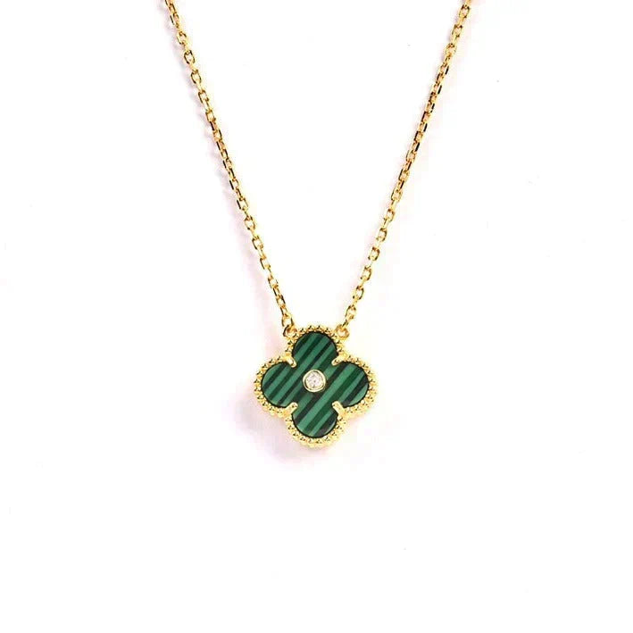 [Eterna Jewels]CLOVER 15MM DIAMOND TURQUOISE NECKLACE