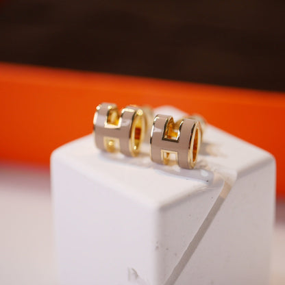 [Eterna Jewels]MINI POP H GOLD EARRINGS GREY