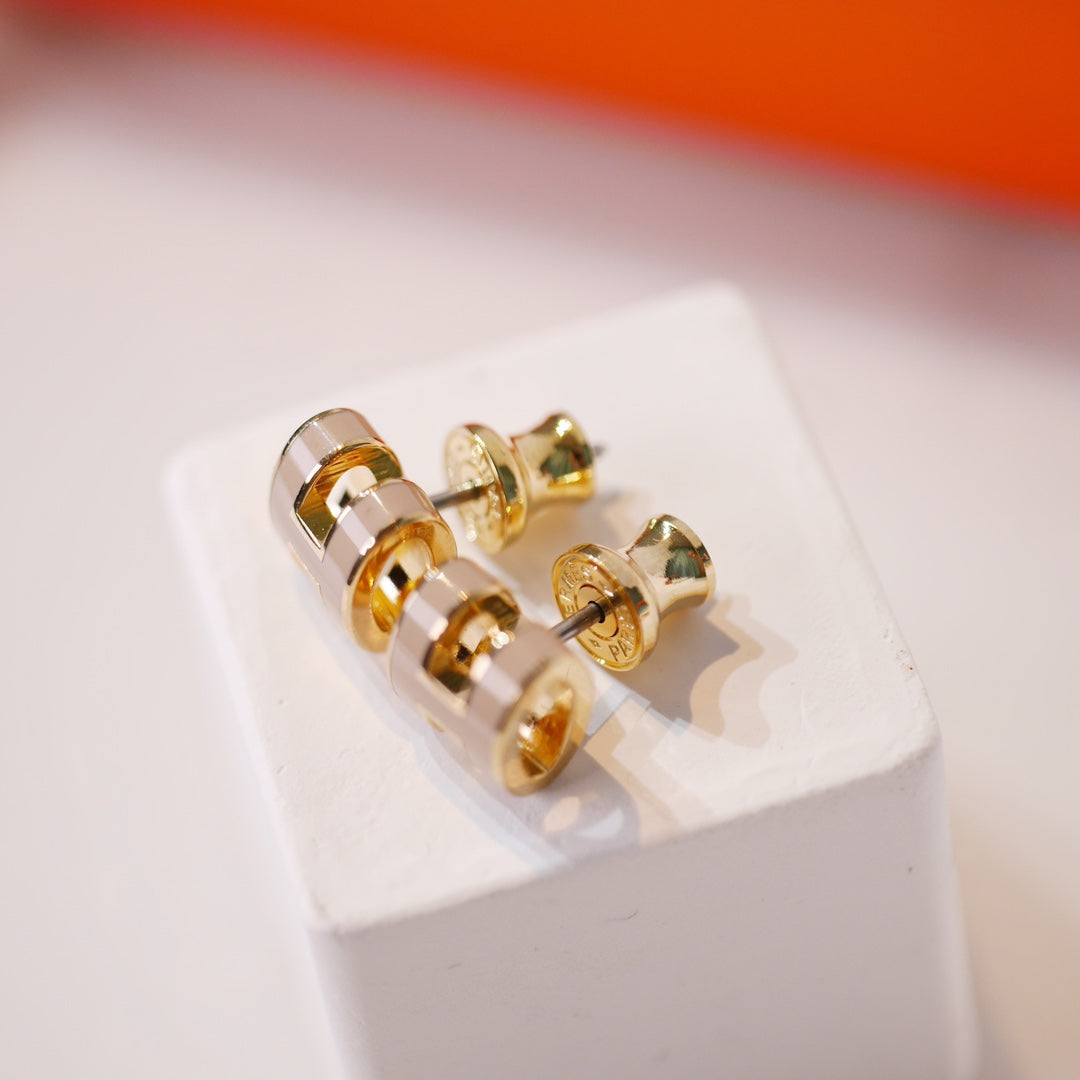 [Eterna Jewels]MINI POP H GOLD EARRINGS GREY