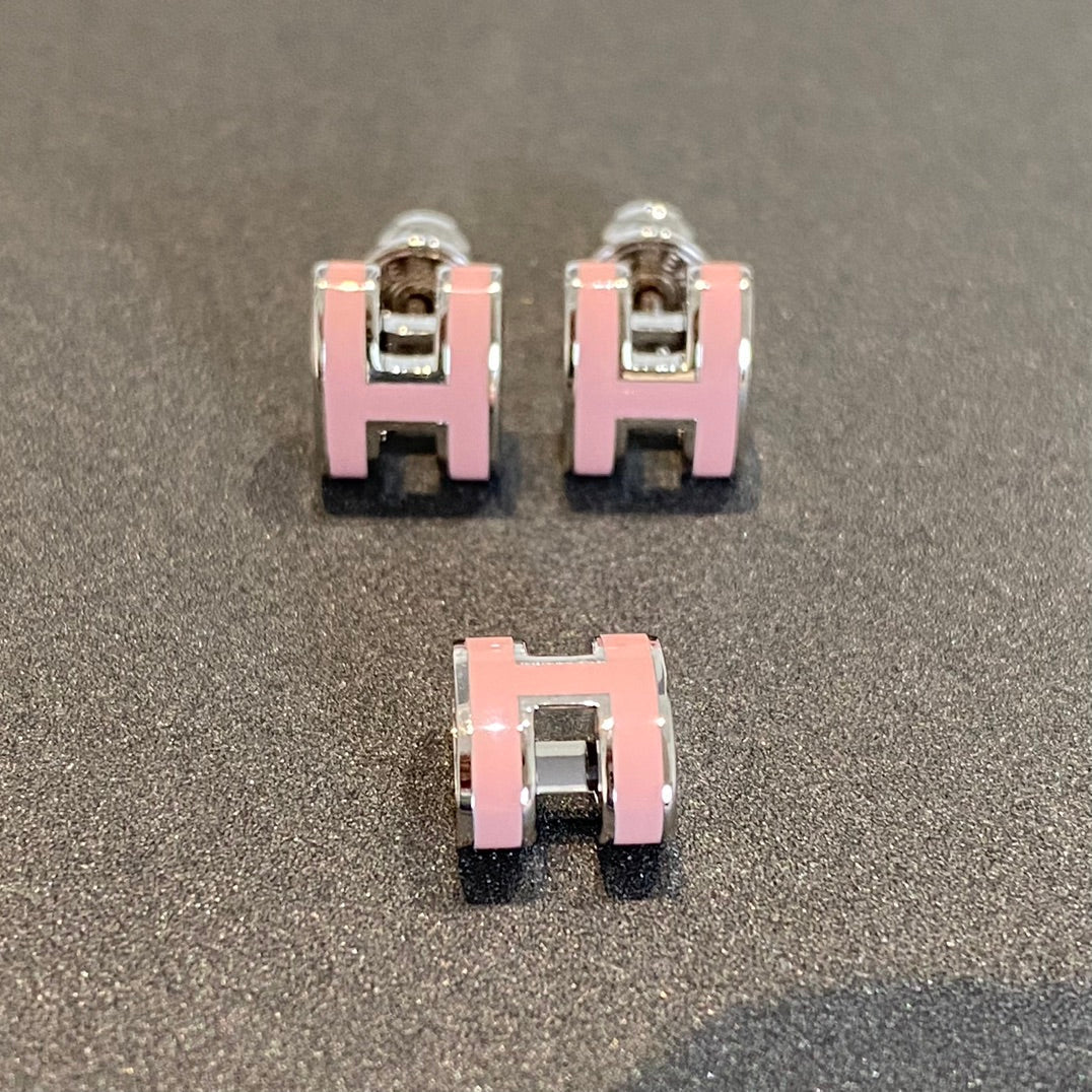 [Eterna Jewels]MINI POP H SILVER EARRINGS PINK