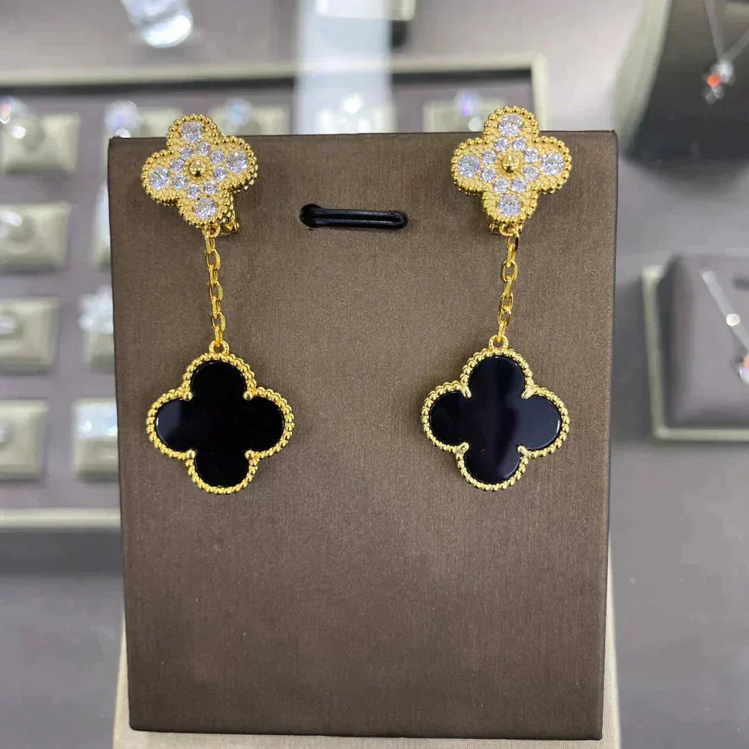 [Eterna Jewels]CLOVER  2 MOTIFS  DIAMOND  EARRINGS (MULTIPLE CHOICESç´