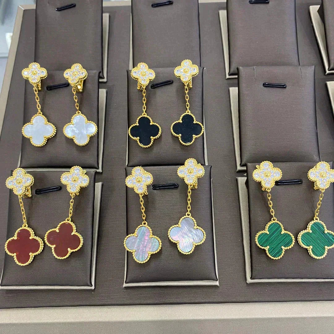 [Eterna Jewels]CLOVER  2 MOTIFS  DIAMOND  EARRINGS (MULTIPLE CHOICESç´
