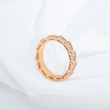 [Eterna Jewels]SERPENTI RING PINK GOLD DIAMOND PAVED 3MM