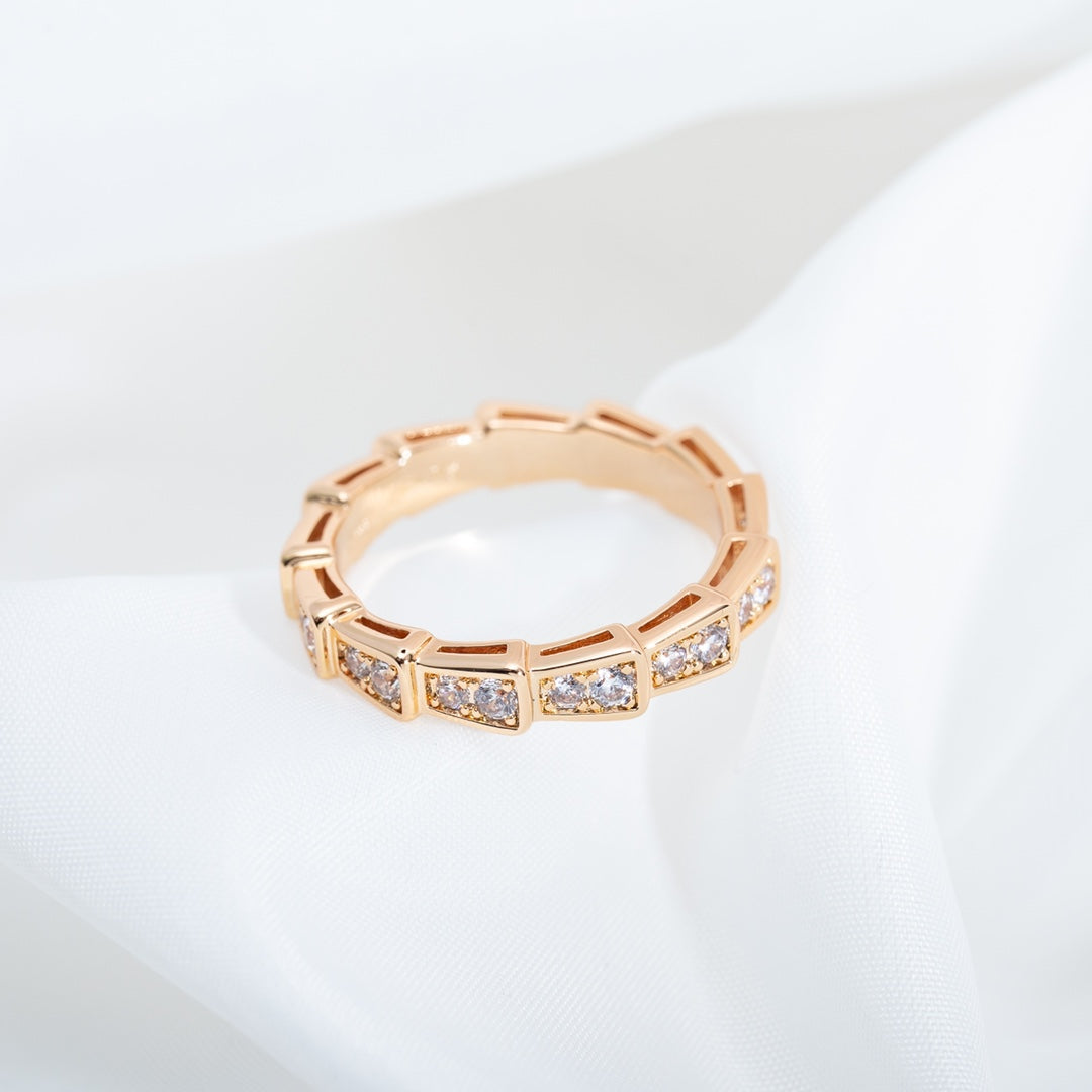 [Eterna Jewels]SERPENTI RING PINK GOLD DIAMOND PAVED 3MM