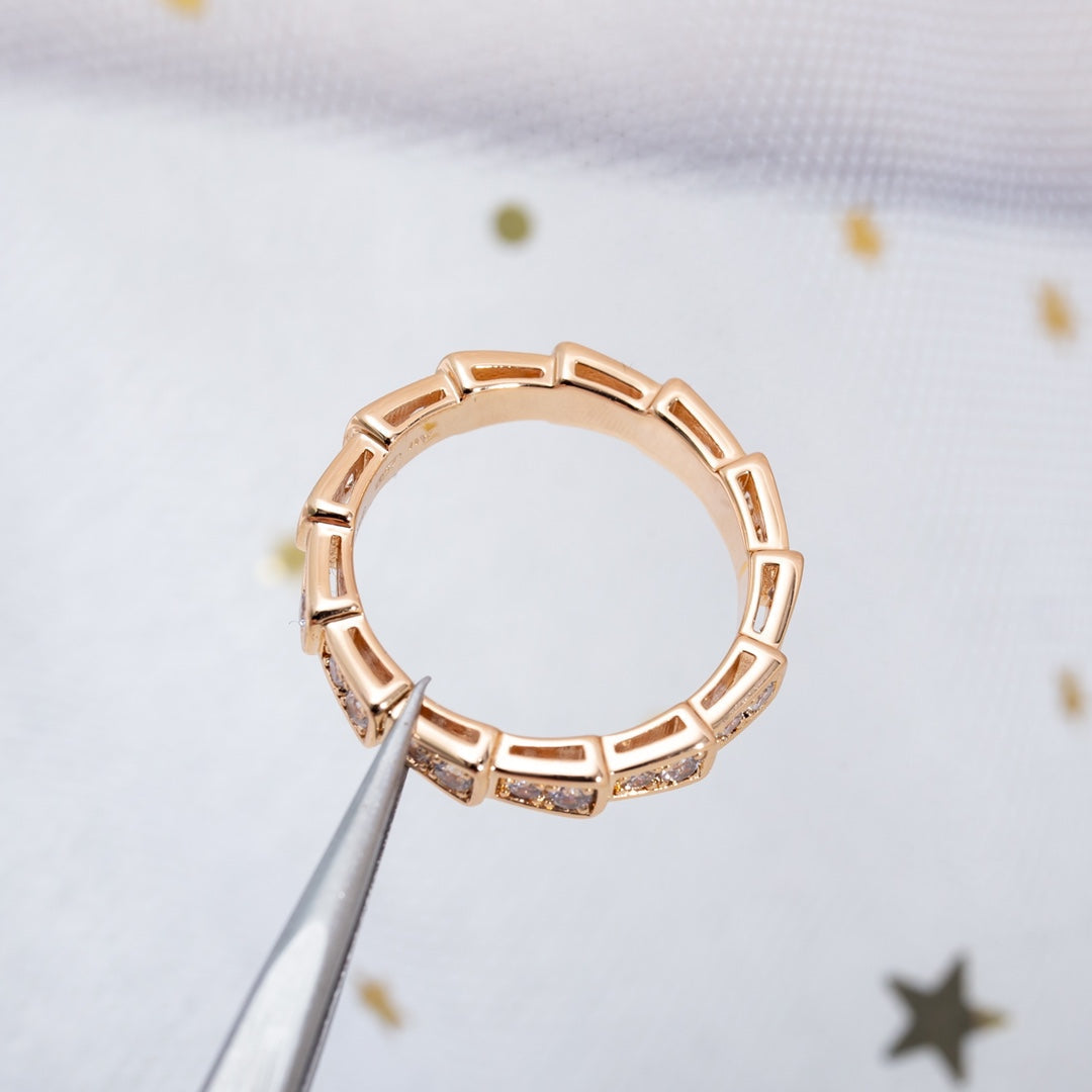[Eterna Jewels]SERPENTI RING PINK GOLD DIAMOND PAVED 3MM