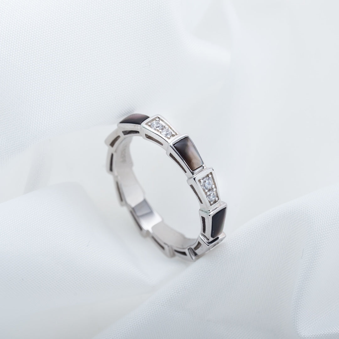 [Eterna Jewels]SERPENTI RING SILVER  DIAMOND BLACK MOP 3MM
