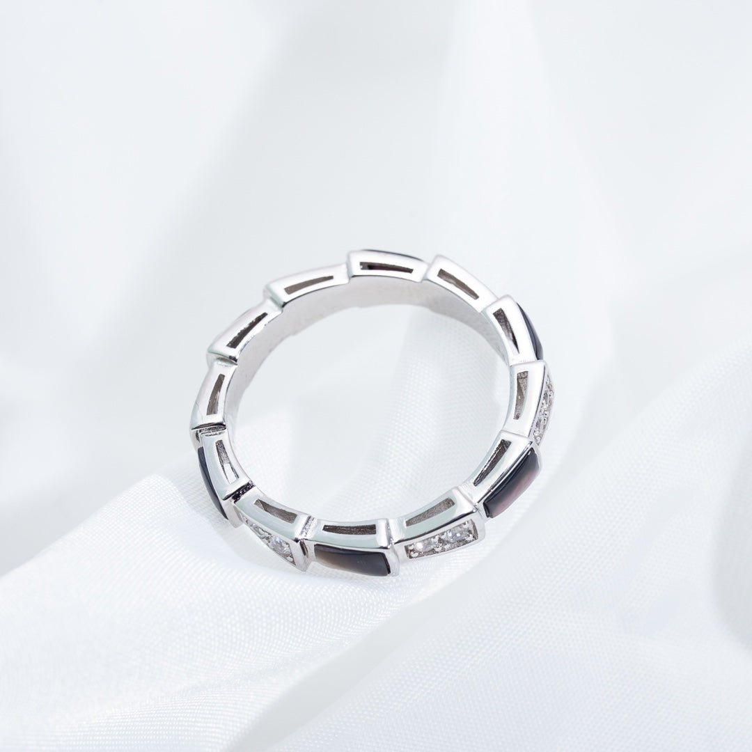 [Eterna Jewels]SERPENTI RING SILVER  DIAMOND BLACK MOP 3MM