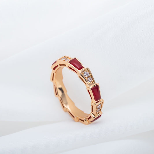 [Eterna Jewels]SERPENTI RING PINK GOLD CARNELIAN DIAMOND 3MM