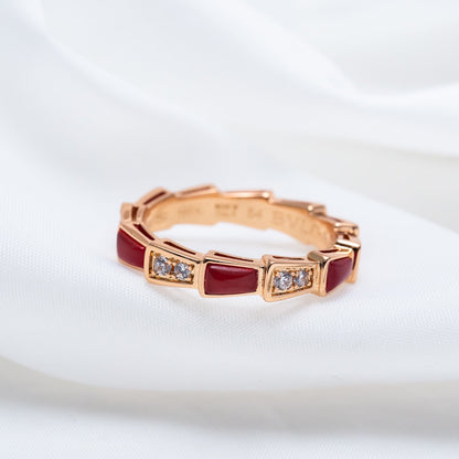 [Eterna Jewels]SERPENTI RING PINK GOLD CARNELIAN DIAMOND 3MM