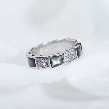 [Eterna Jewels]SERPENTI RING SILVER DIAMOND BLACK MOP 4MM