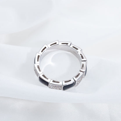 [Eterna Jewels]SERPENTI RING SILVER DIAMOND BLACK MOP 4MM