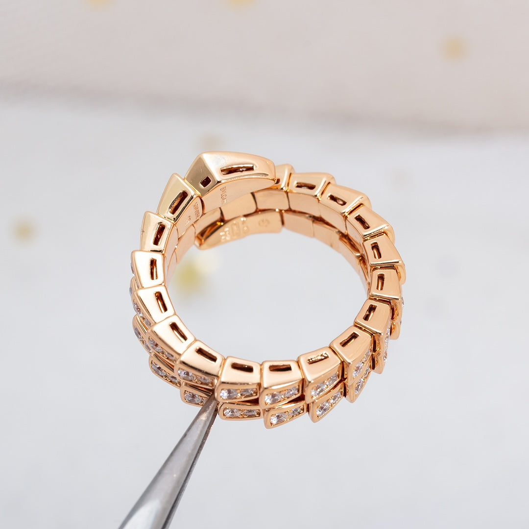 [Eterna Jewels]SERPENTI RING PINK GOLD DIAMOND DOUBLE ROW