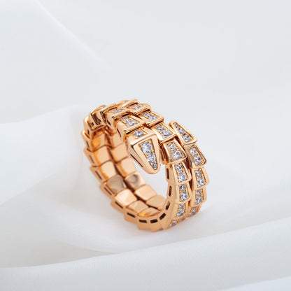[Eterna Jewels]SERPENTI RING PINK GOLD DIAMOND DOUBLE ROW