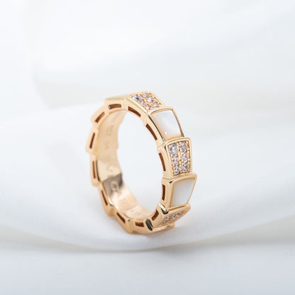 [Eterna Jewels]SERPENTI RING PINK GOLD MOP DIAMOND PAVED 4MM