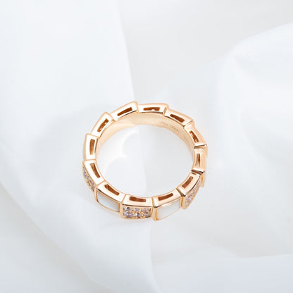 [Eterna Jewels]SERPENTI RING PINK GOLD MOP DIAMOND PAVED 4MM