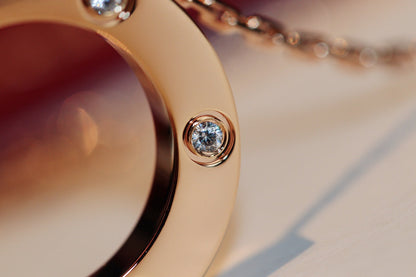 [Eterna Jewels]LOVE NECKLACE 16MM 6 DIAMONDS PINK GOLD
