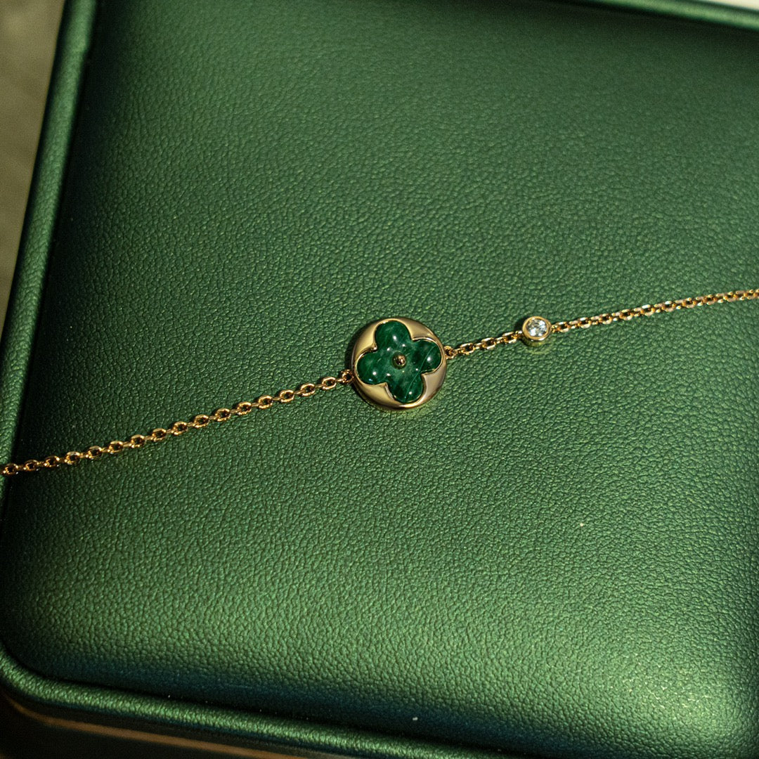 [Eterna Jewels]SUN MALACHITE 1 DIAMOND PINK GOLD BRACELET