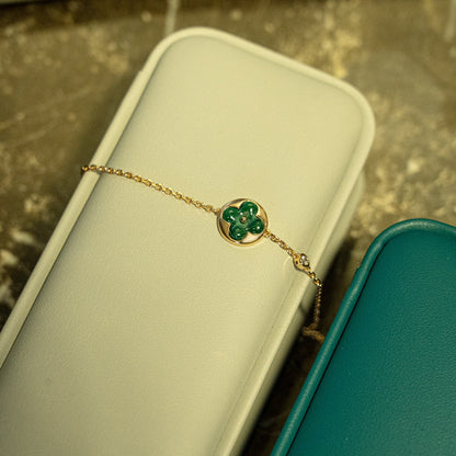 [Eterna Jewels]SUN MALACHITE 1 DIAMOND PINK GOLD BRACELET