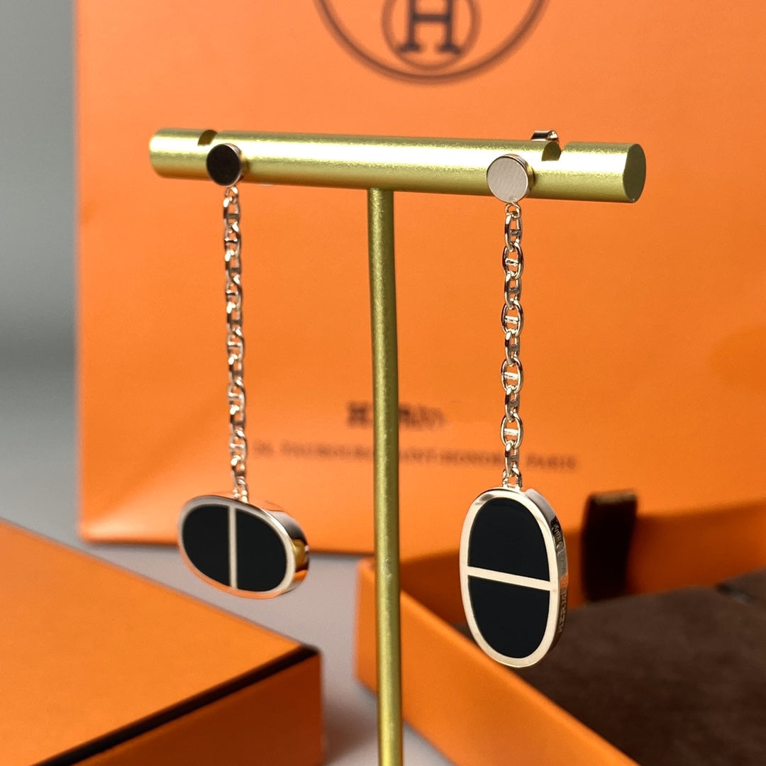 [Eterna Jewels]CHAINE VERSO BLACK CERAMIC EARRINGS