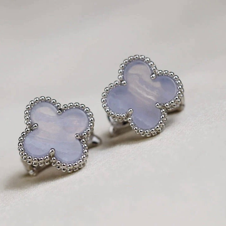 [Eterna Jewels]CLOVER MEDIUM 1 MOTIFS  WHITE MOP EARRINGS SILVER