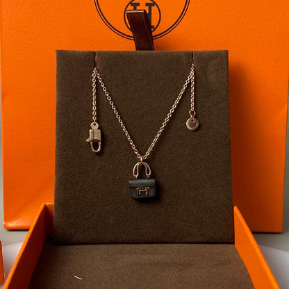 [Eterna Jewels]CONSTANCE BLACK PEDANT PINK GOLD NECKLACE