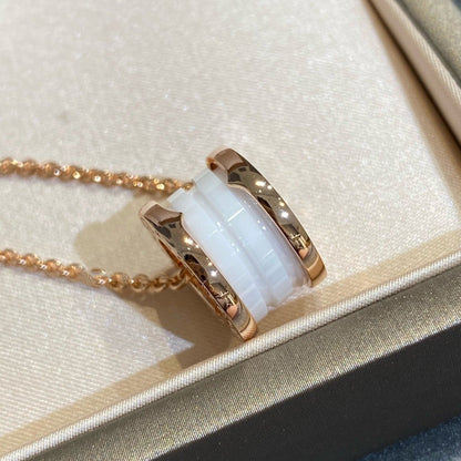 [Eterna Jewels]ZERO 1 WHITE CERAMIC PINK GOLD NECKLACE