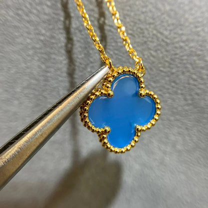 [Eterna Jewels]CLOVER 15MM BLUE AGATE NECKLACE