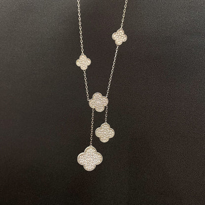 [Eterna Jewels]CLOVER 5 MOTIFS SILVER DIAMONDS NECKLACE