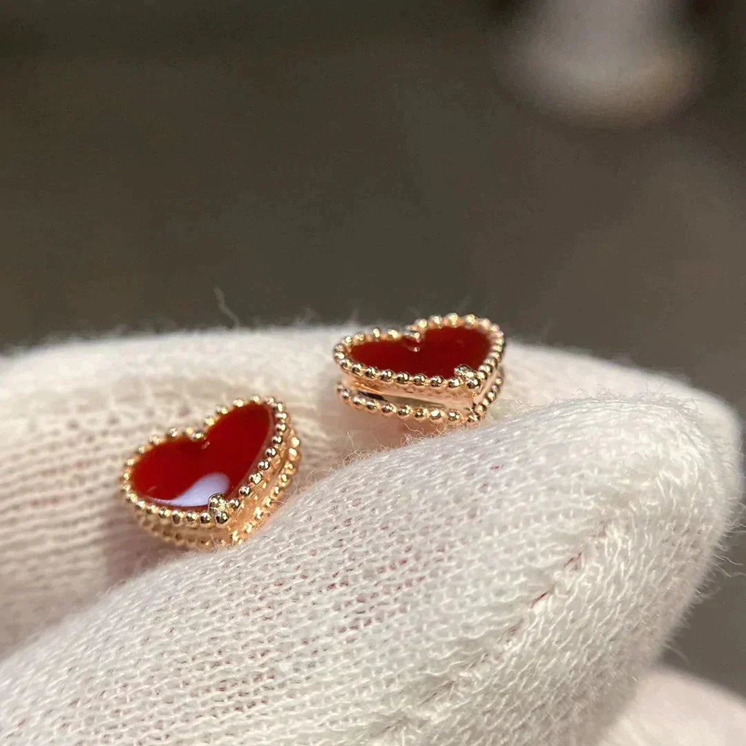 [Eterna Jewels]HEART CARNELIAN STUD EARRINGS